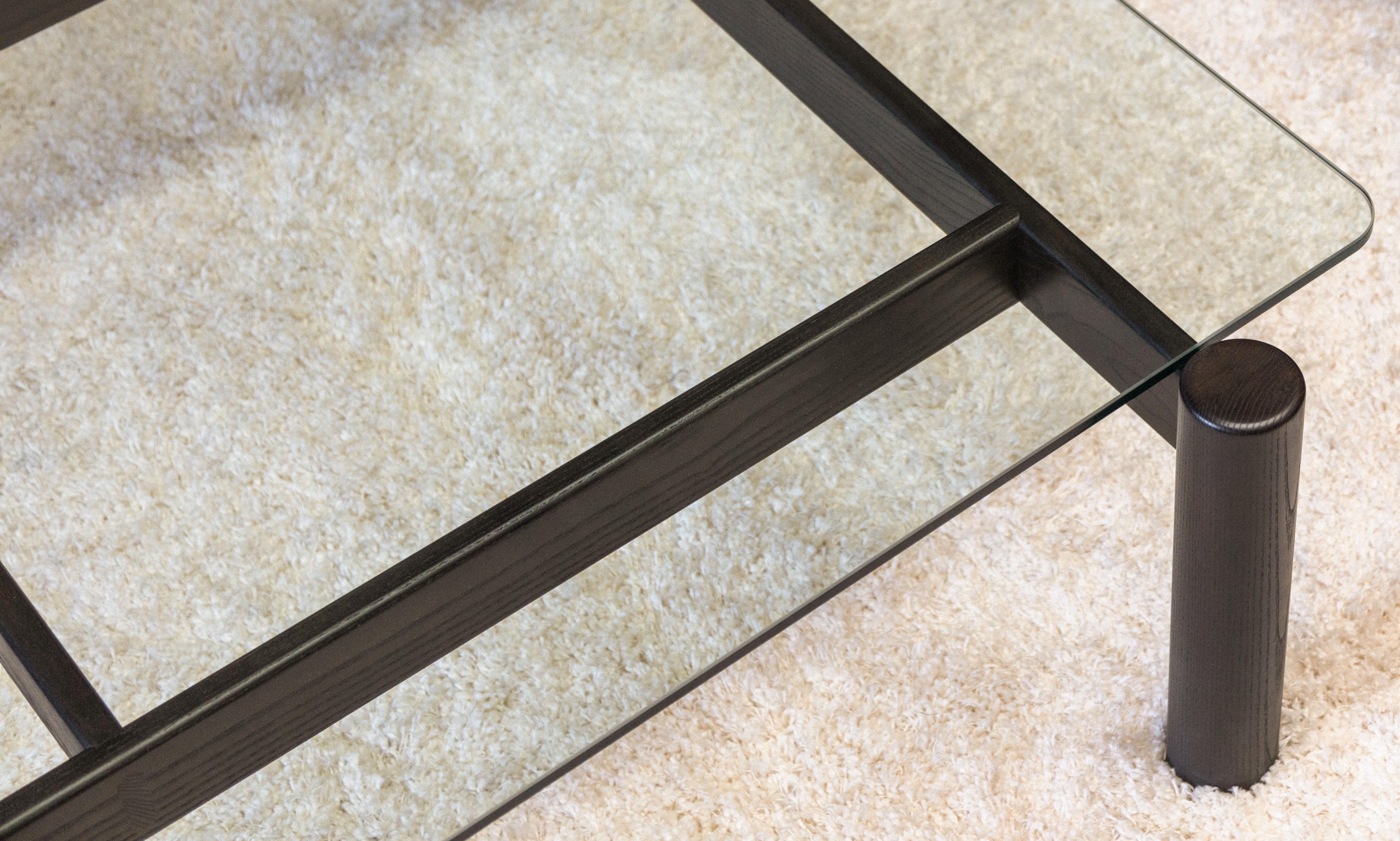 Ash Modern Square Glass Coffee Table For Sale