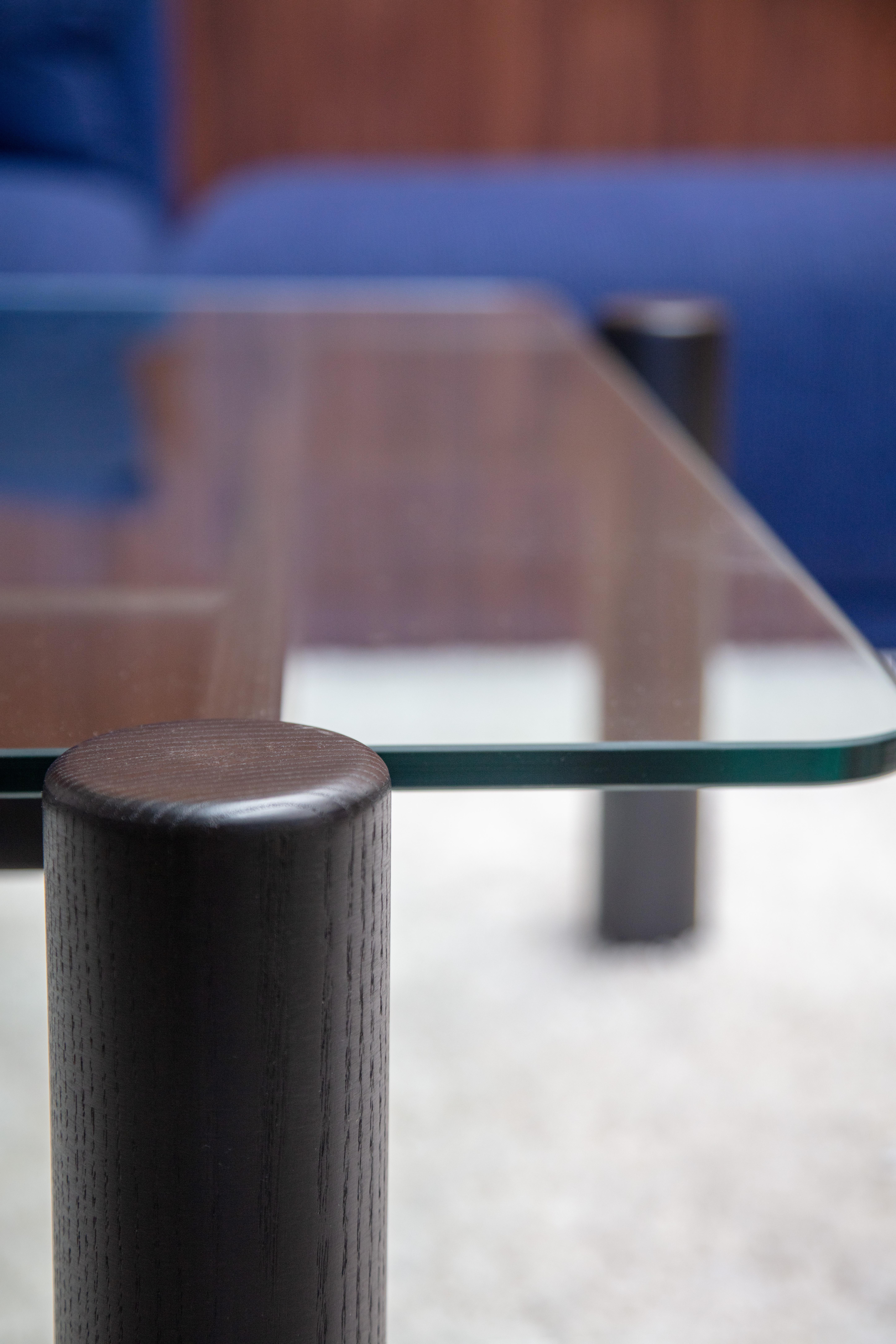 Frêne Modern Square Glass Coffee Table en vente