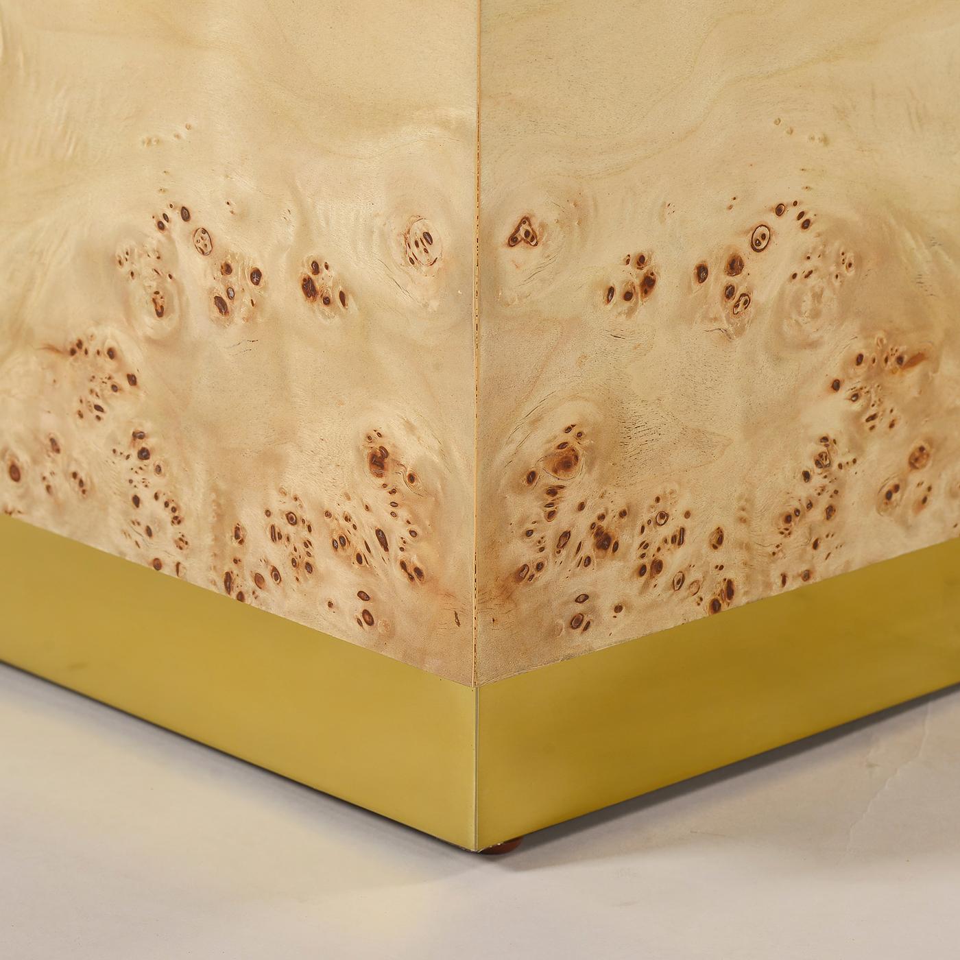 Mid-Century Modern Table basse moderne carrée en bois de loupe clair en vente