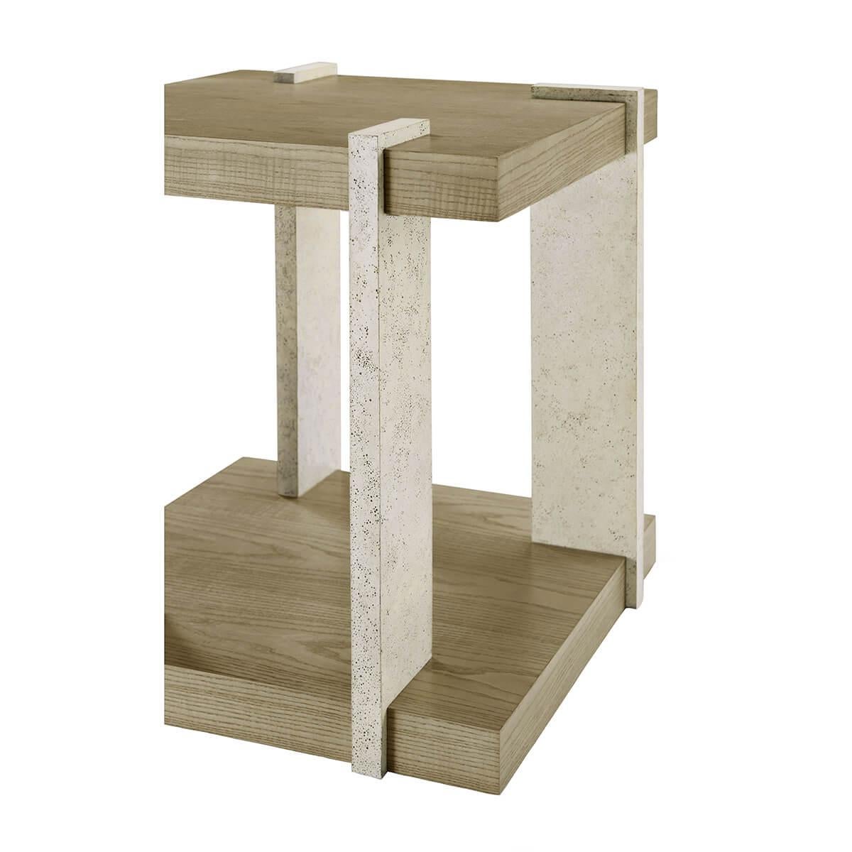 Contemporary Modern Square Light End Table
