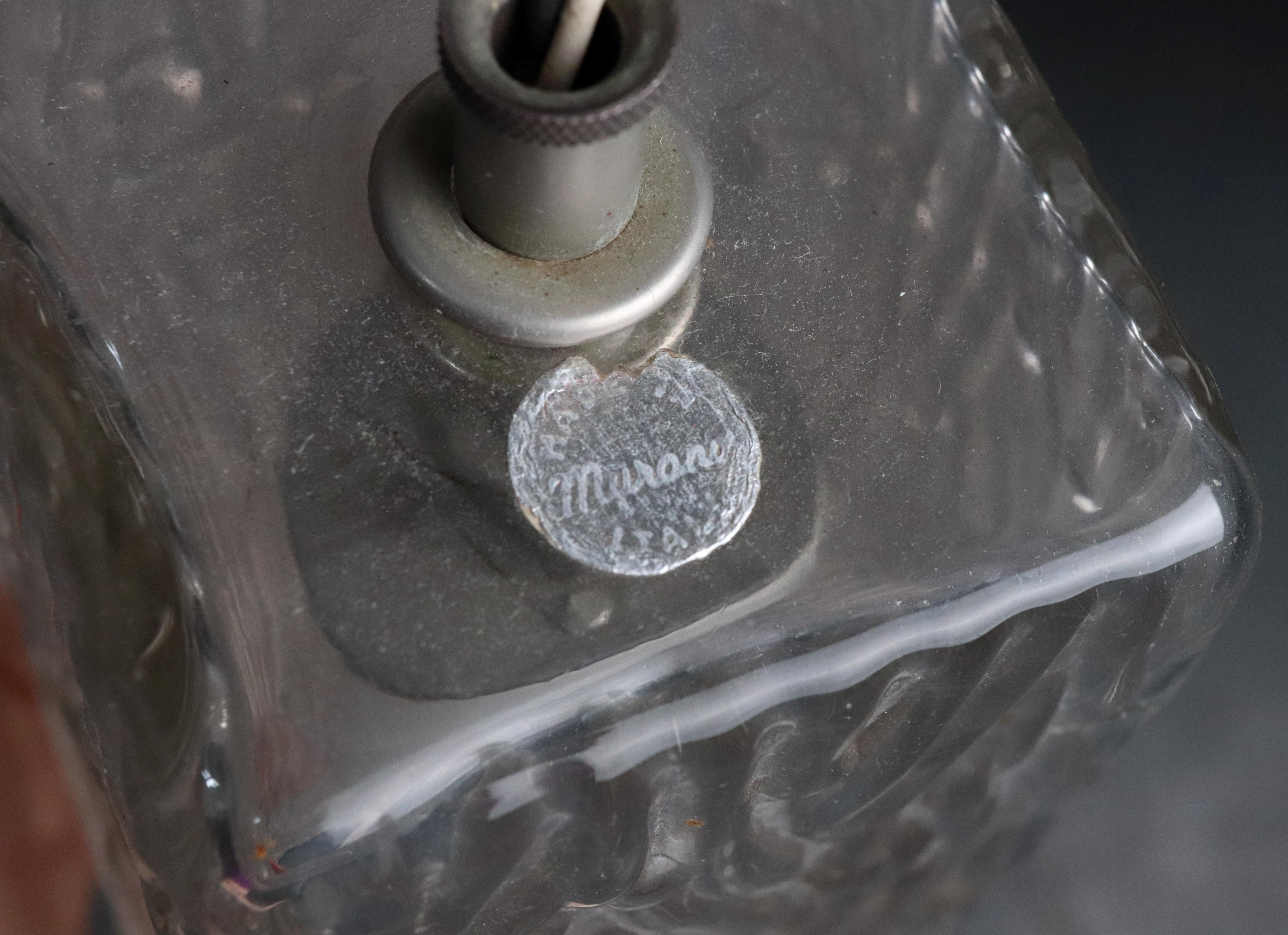 Lámpara colgante moderna cuadrada de cristal ondulado de Murano en venta 3