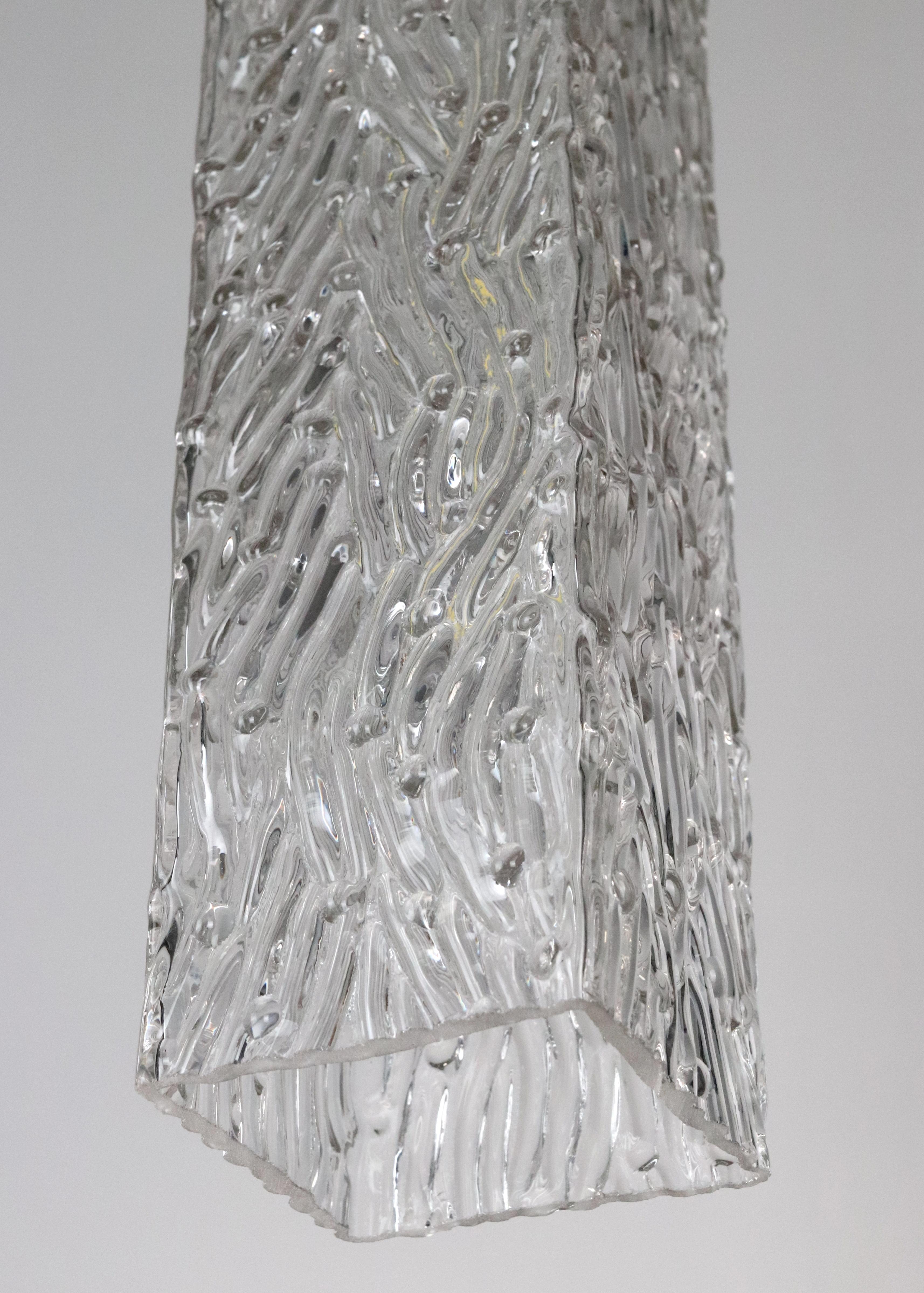 Lámpara colgante moderna cuadrada de cristal ondulado de Murano en Bueno estado para la venta en New York, NY