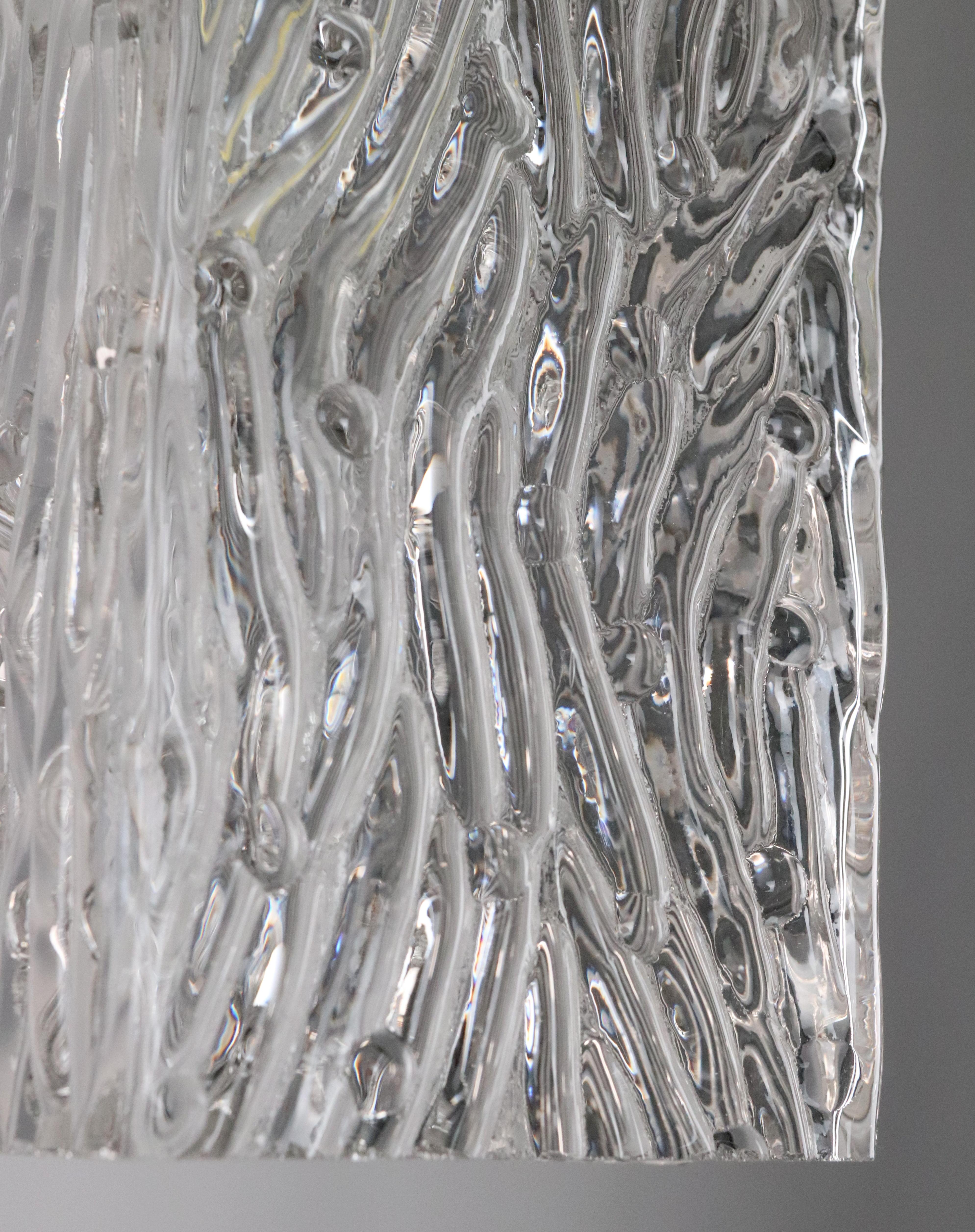 Lámpara colgante moderna cuadrada de cristal ondulado de Murano Metal en venta
