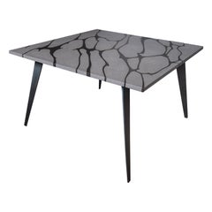 Modern Square Table in Lava Stone and Steel, FilodiFumo 2nd