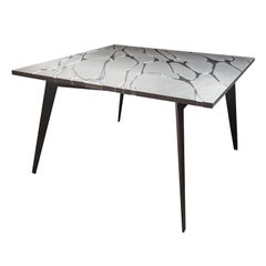Modern Square Table in Lava Stone and Steel, FilodiFumo 2nd