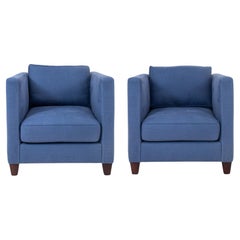 Used Modern Square Upholstered Arm Chairs, 2