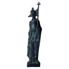 Vintage Modern St. Florian Cast Iron Statue