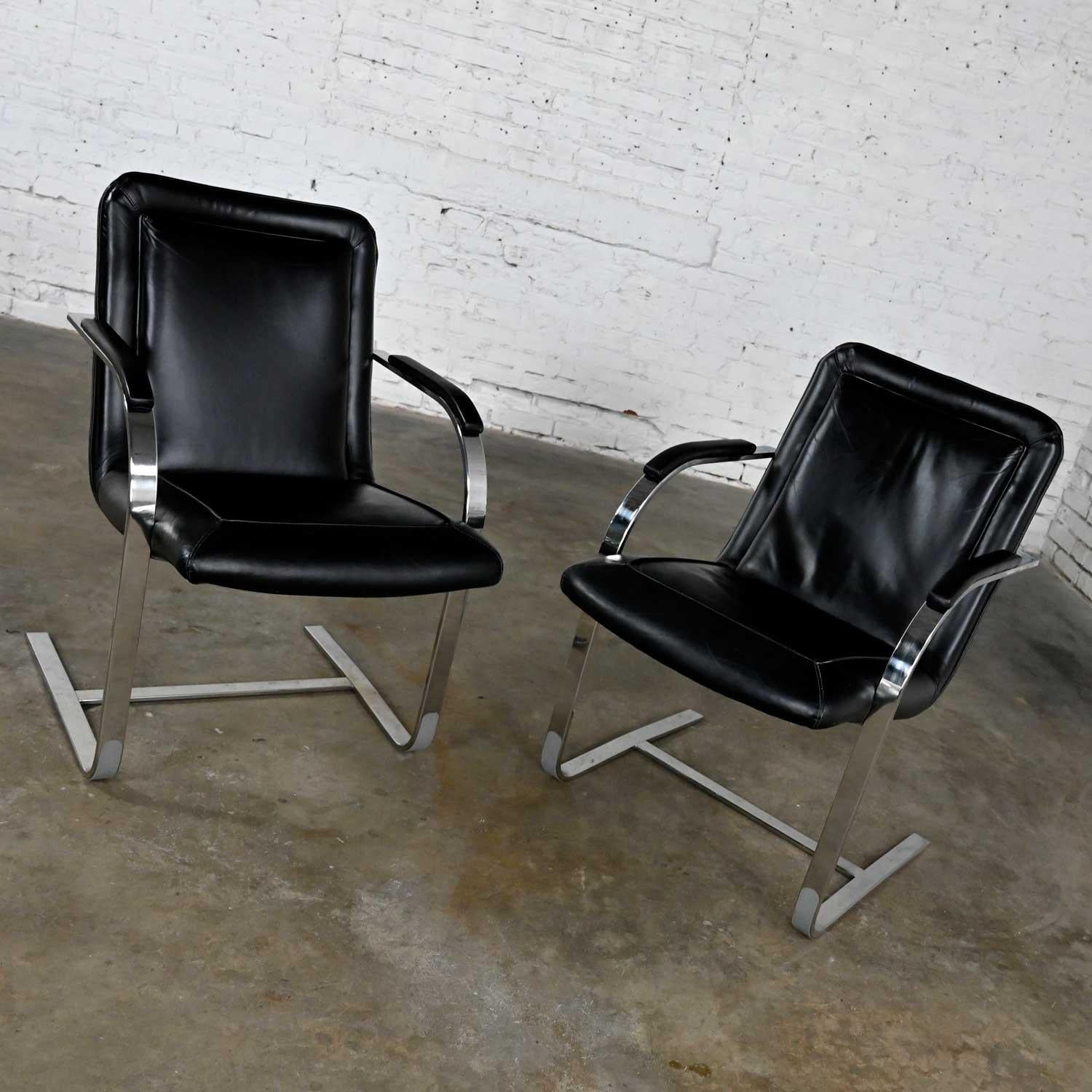 black leather cantilever chair