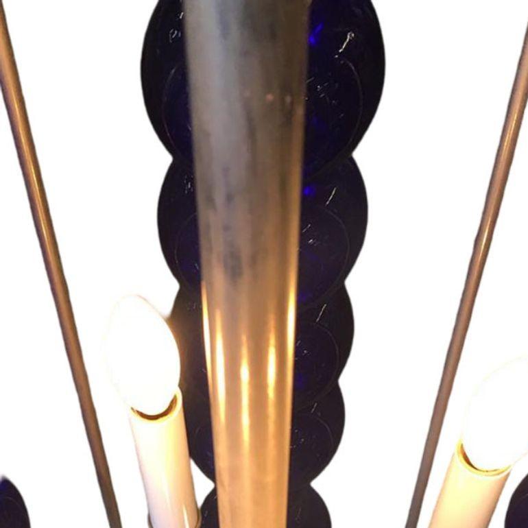 Lampadario moderno impilato in vetro cobalto con finitura in nichel in vendita 2