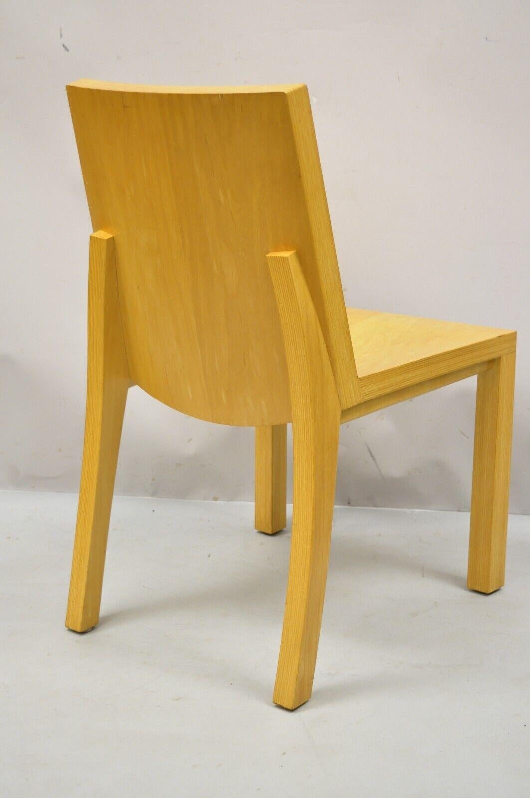 20th Century Modern Stacked Laminated Birch Beechwood Laminate Dining Chair, Set of 4 For Sale