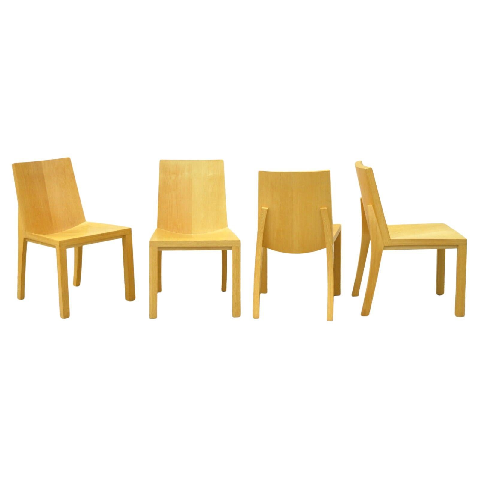 Modern Stacked Laminated Birch Beechwood Laminate Dining Chair, Set of 4 For Sale