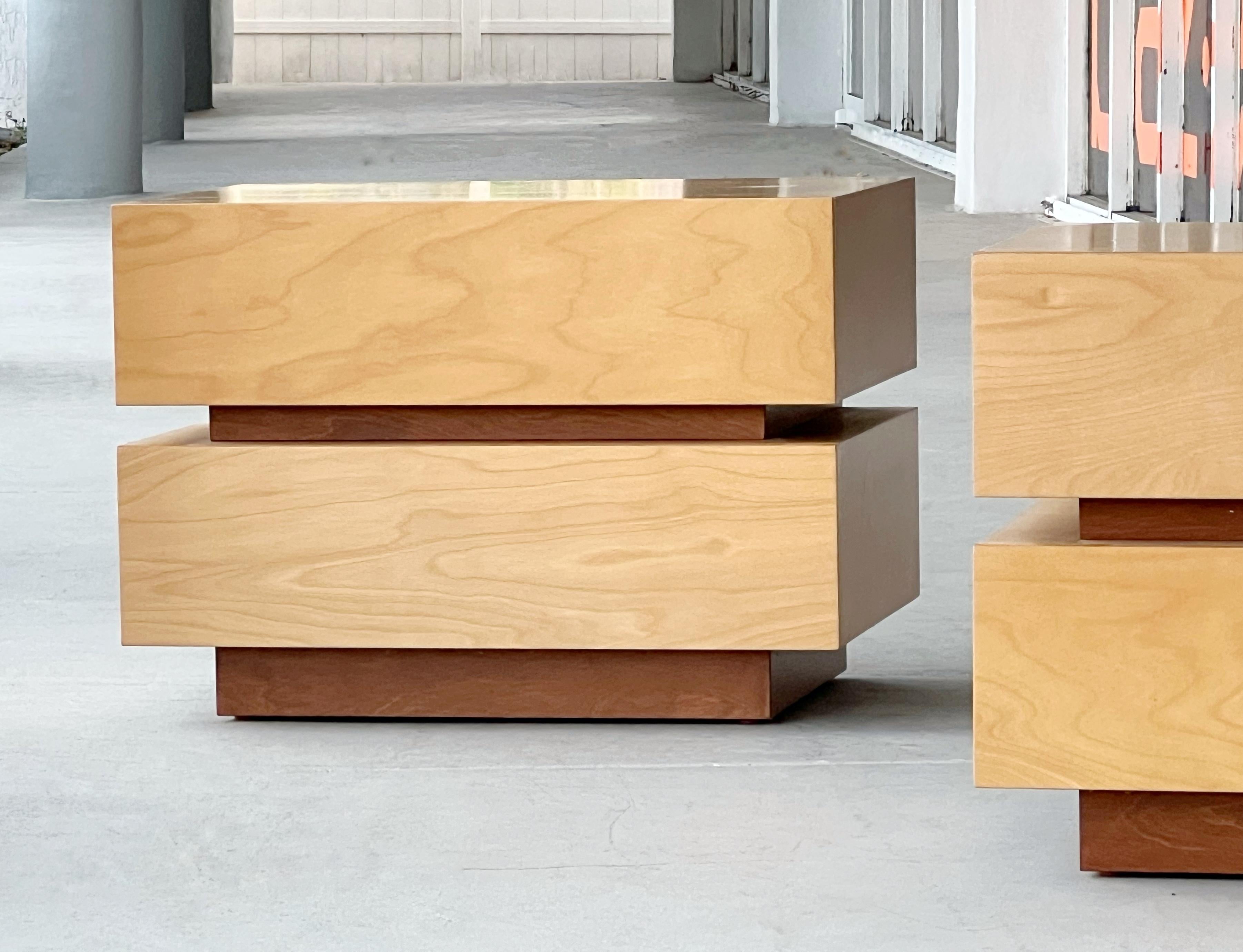 A pair of night stands with headboard. 
Total length with headboard is 121” long, and 30.5” tall, headboard has 4 cubby holes with doors. 