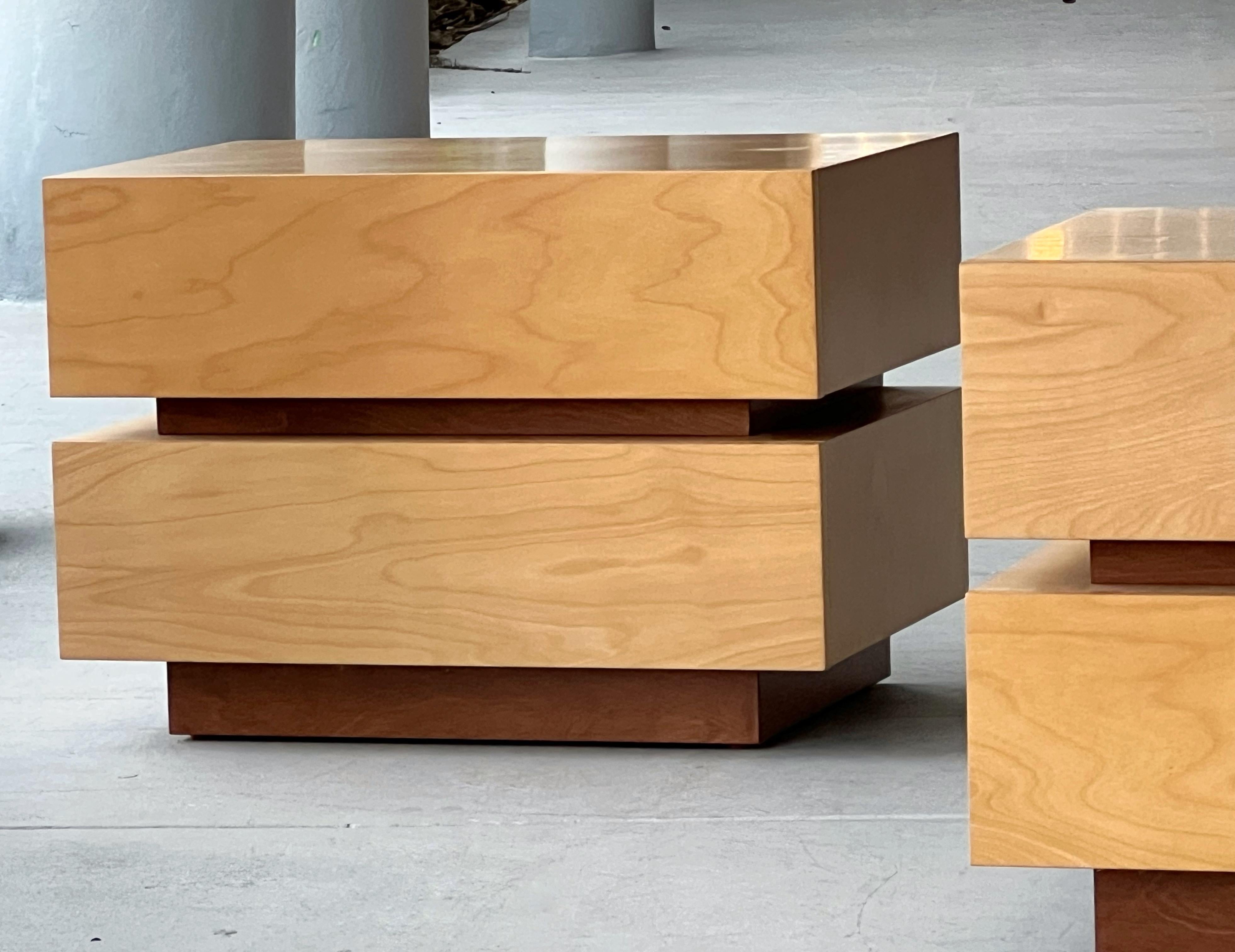 American Modern Stacked Night Stands Bedside Tables with Headboard For Sale