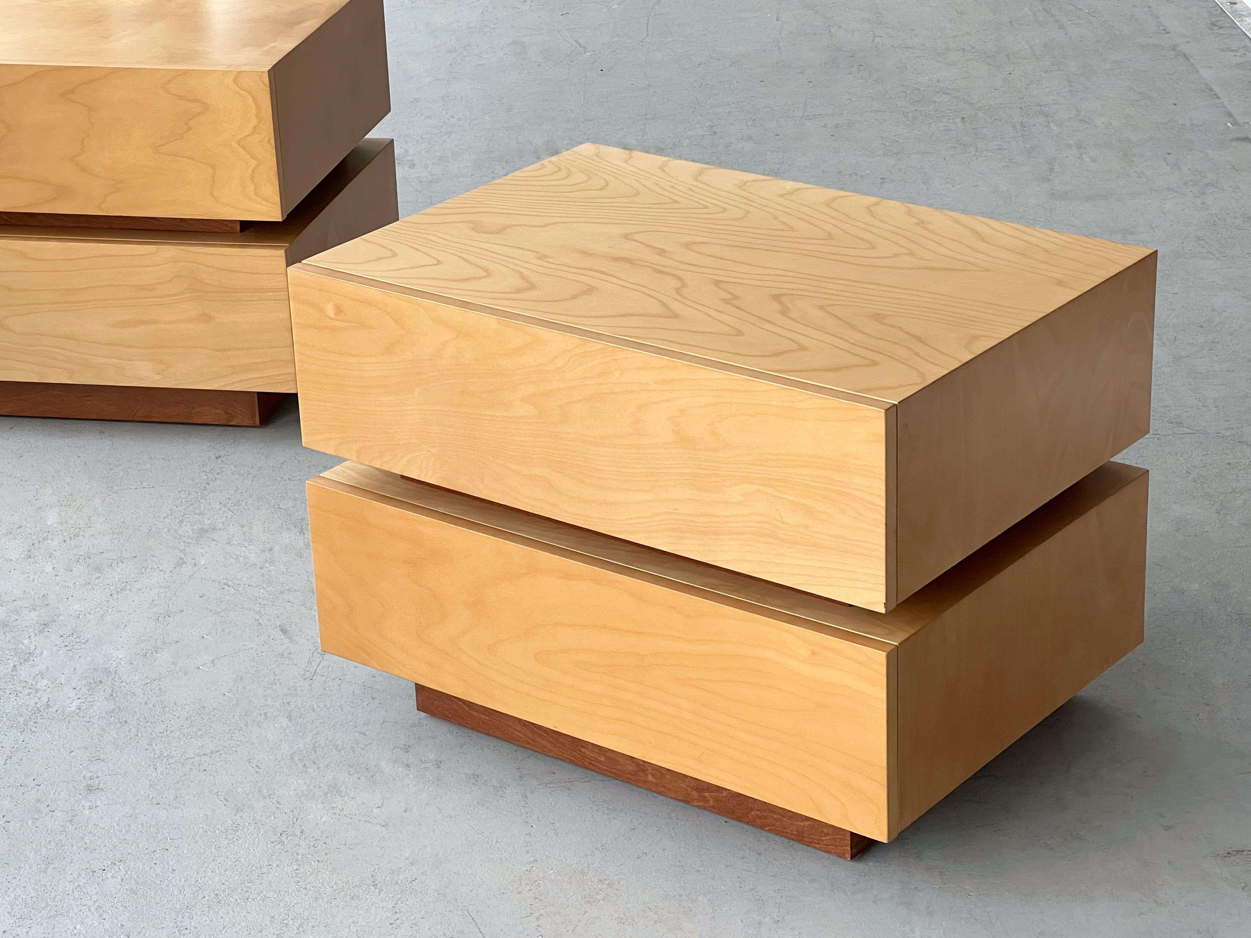Late 20th Century Modern Stacked Night Stands Bedside Tables with Headboard For Sale