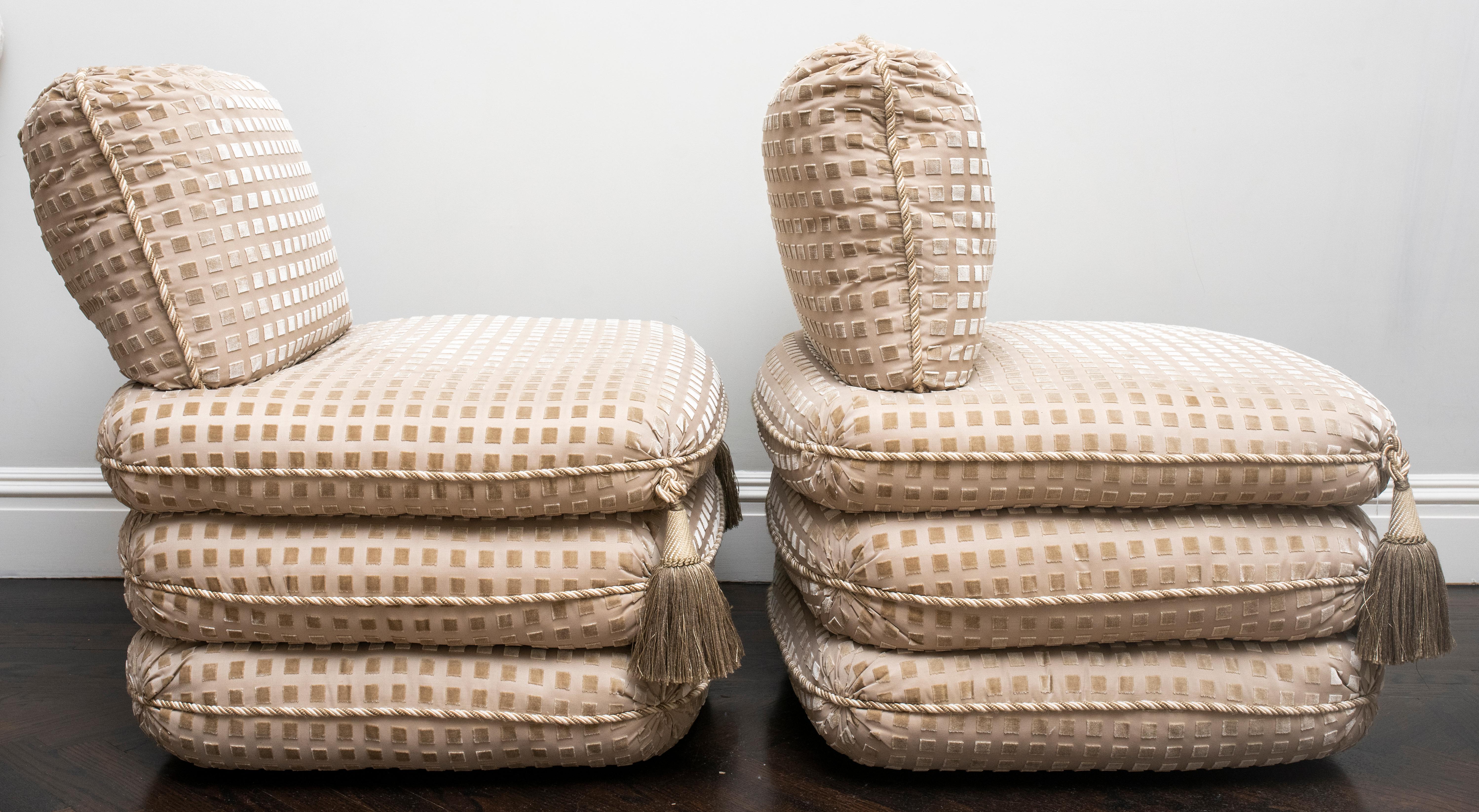 20th Century Modern Stacked Pillow Slipper Chairs