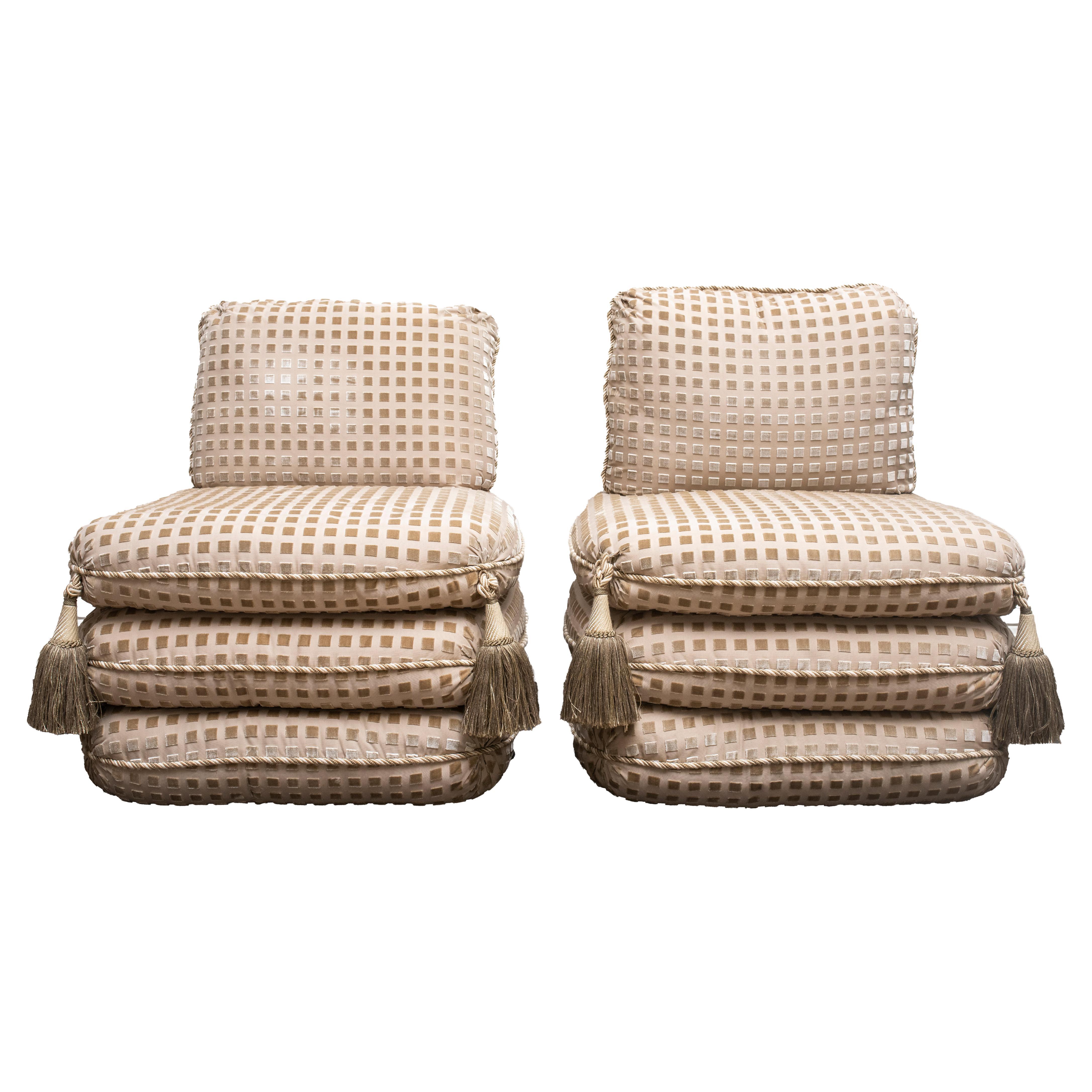 Modern Stacked Pillow Slipper Chairs