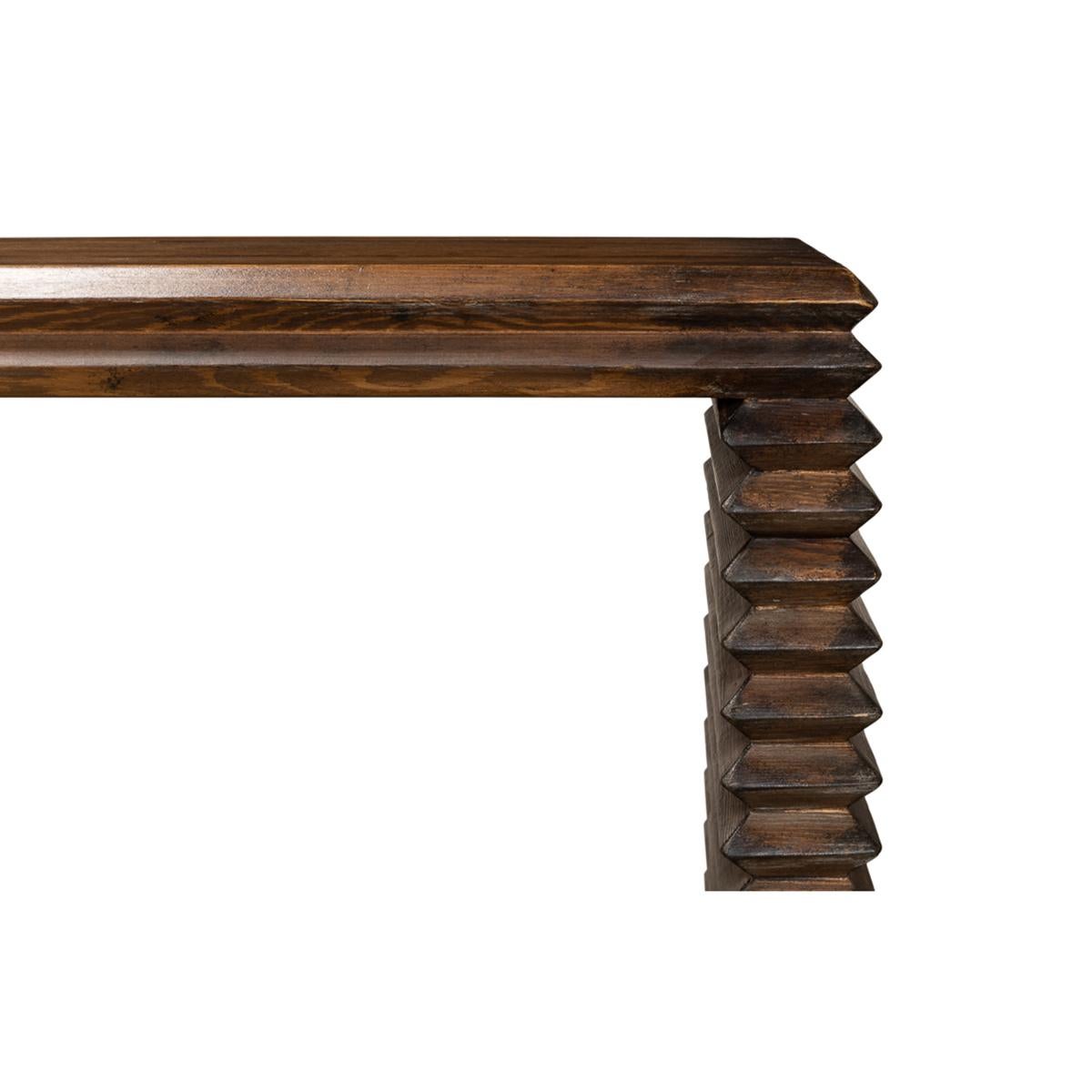 Modern Stacked Pine Console Table For Sale 4