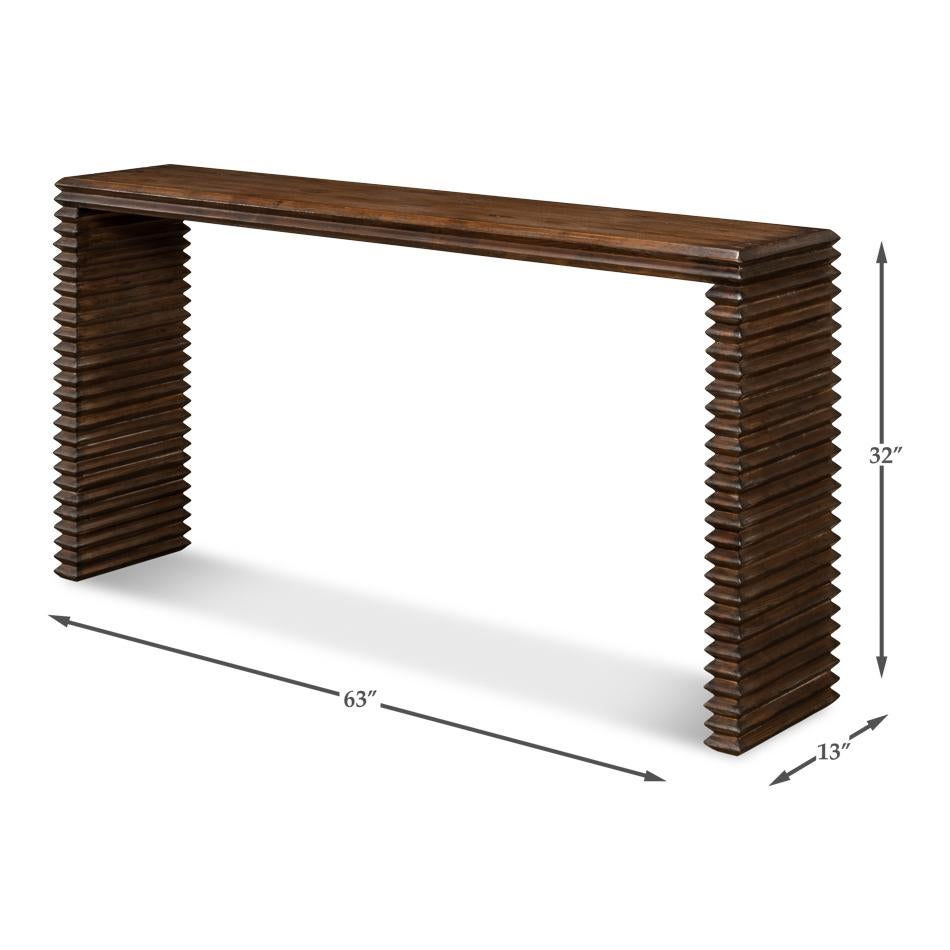 Modern Stacked Pine Console Table For Sale 5