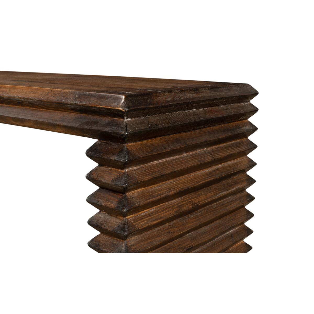 Modern Stacked Pine Console Table For Sale 3