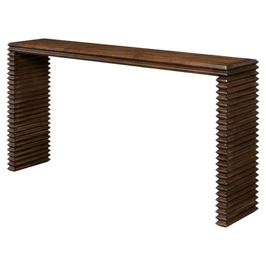 Modern Stacked Pine Console Table For Sale
