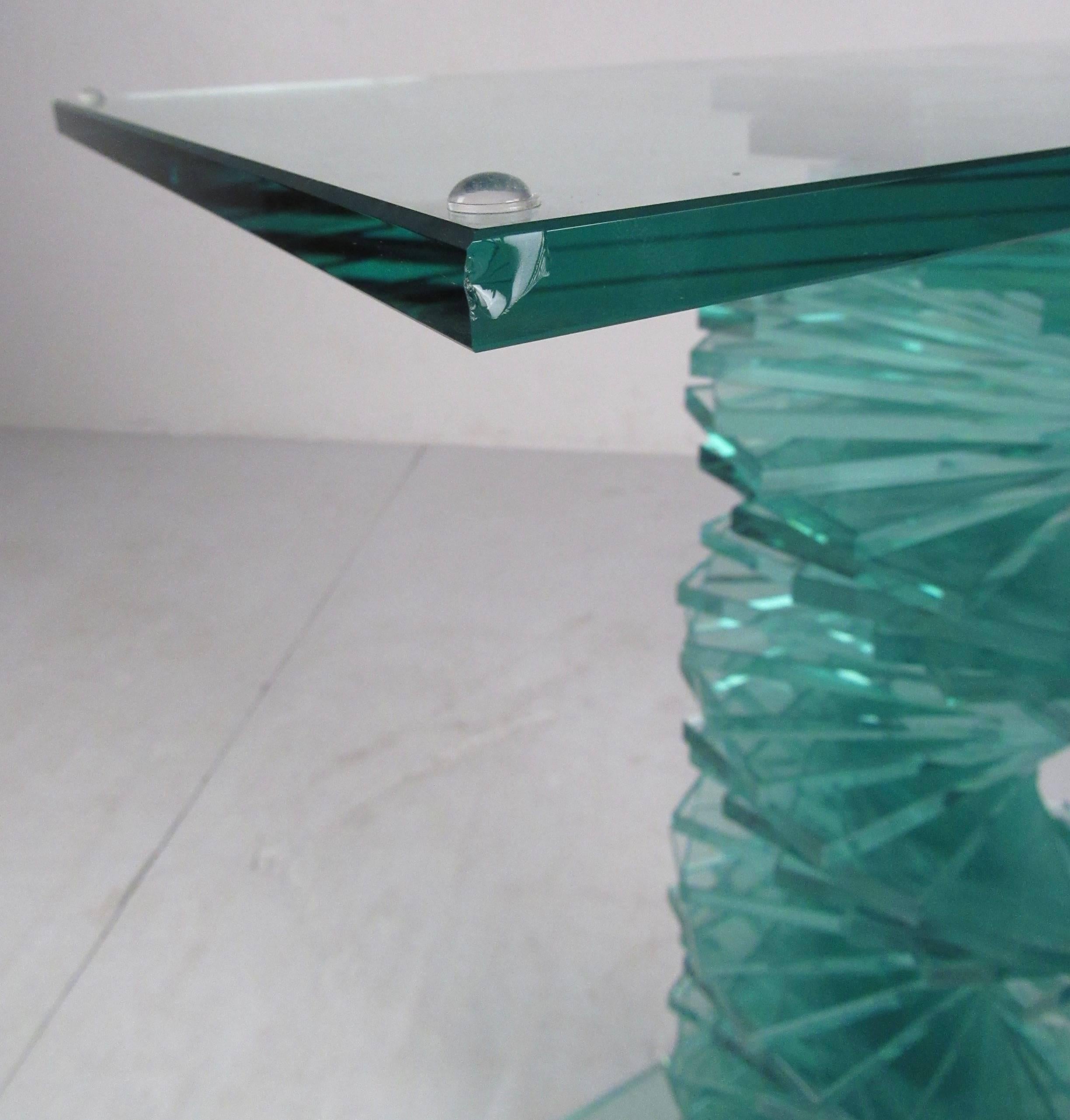Modern Stacked Spiral Glass Console Table 5