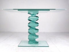 Modern Stacked Spiral Glass Console Table
