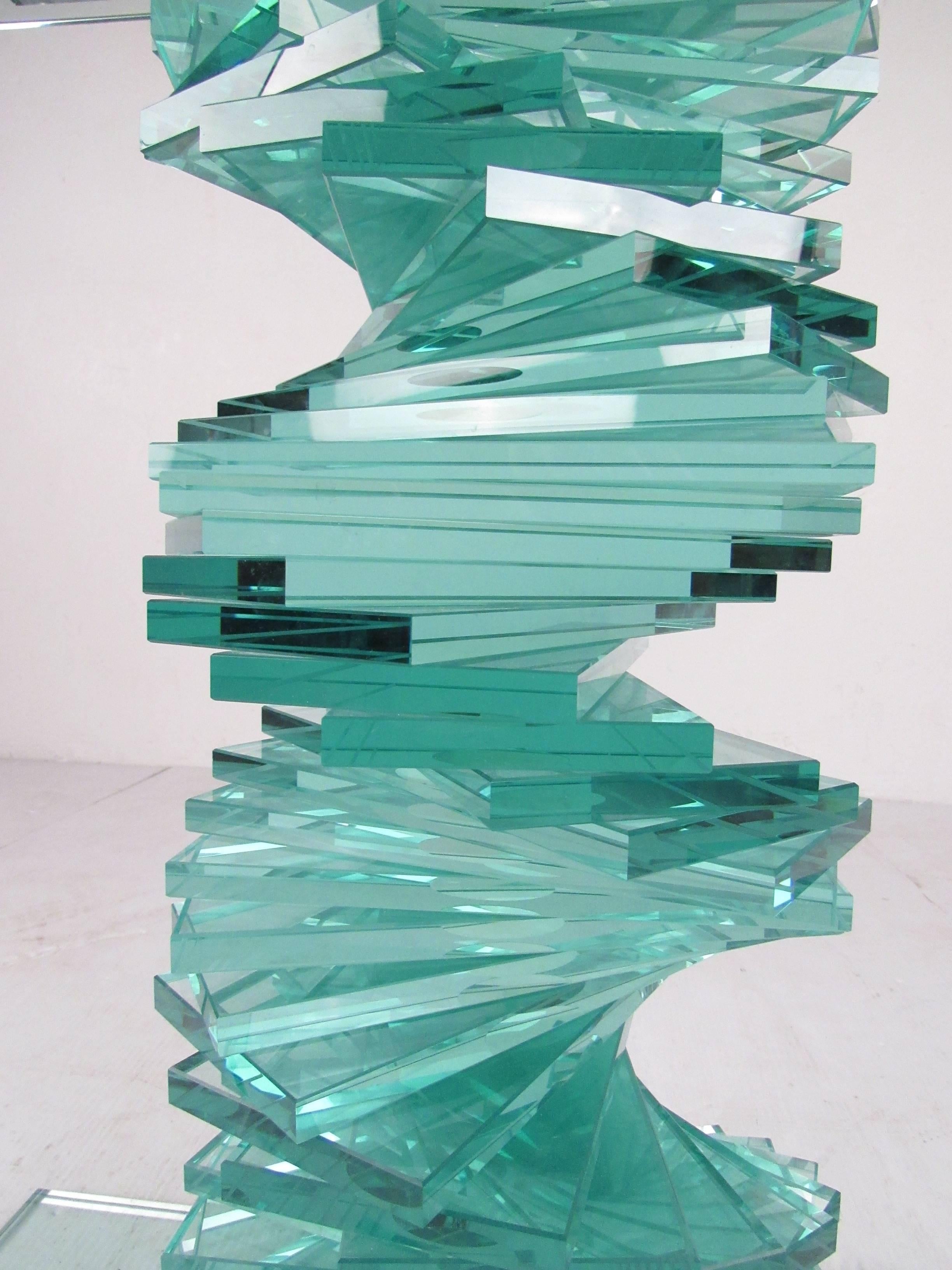 Mid-Century Modern Modern Stacked Spiral Glass Console Table