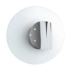 Modern Stainless Round Cocktail Table designed by Greg Sheres. Now in stock.