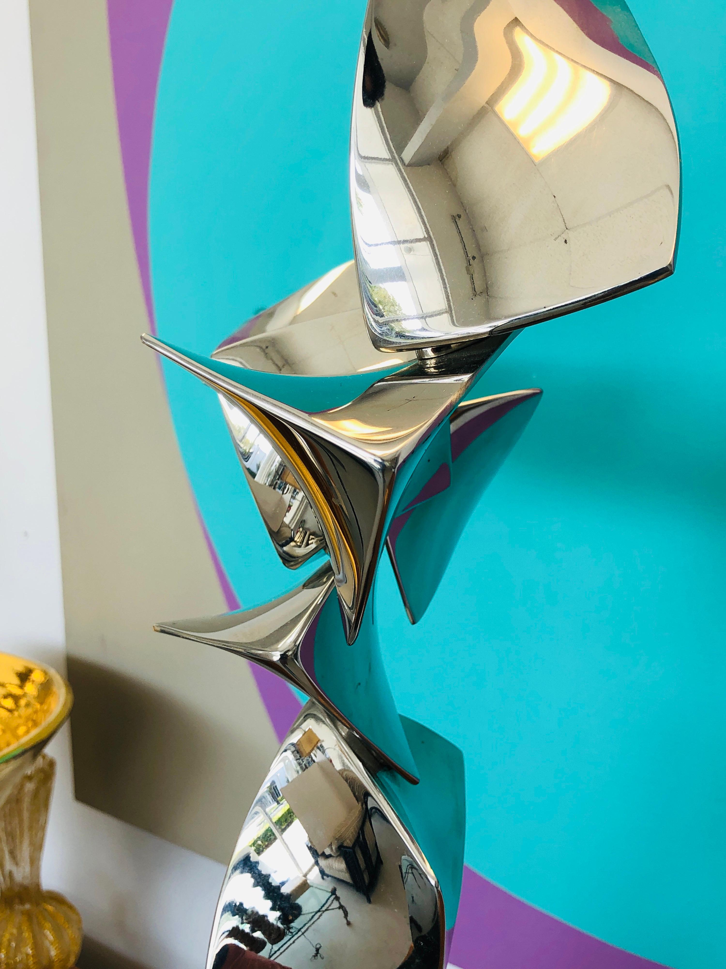 Modern Stainless Steel Abstract Sculpture, 1980s For Sale 4