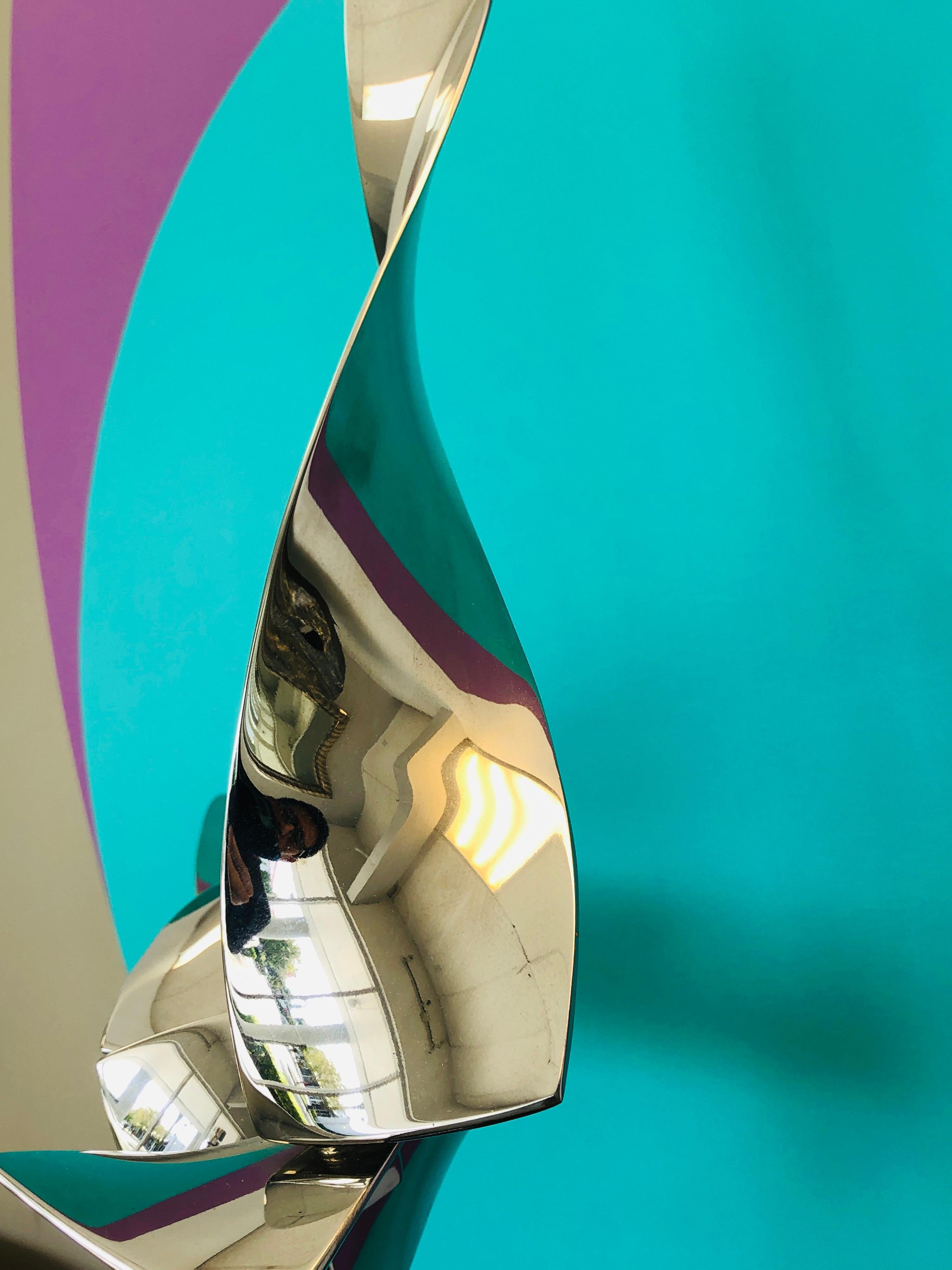 Modern Stainless Steel Abstract Sculpture, 1980s For Sale 5