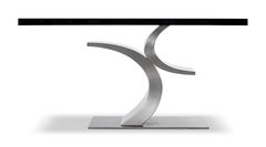 Table console moderne en acier inoxydable et laque noire conçue par Greg Sheres