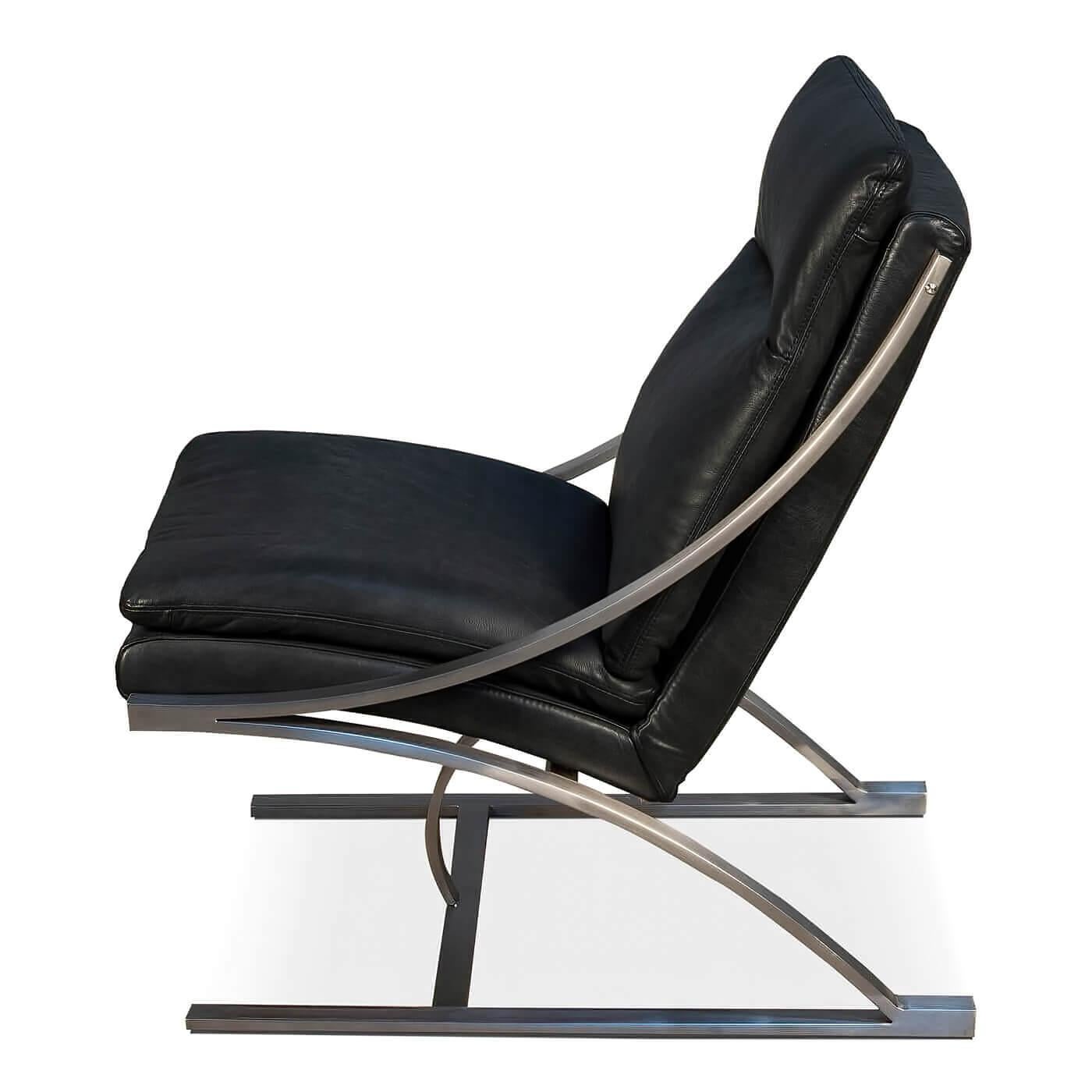 modern black leather chair