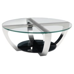 Moderner Cocktailtisch aus Edelstahl und Glas, entworfen von Greg Sheres, auf Lager