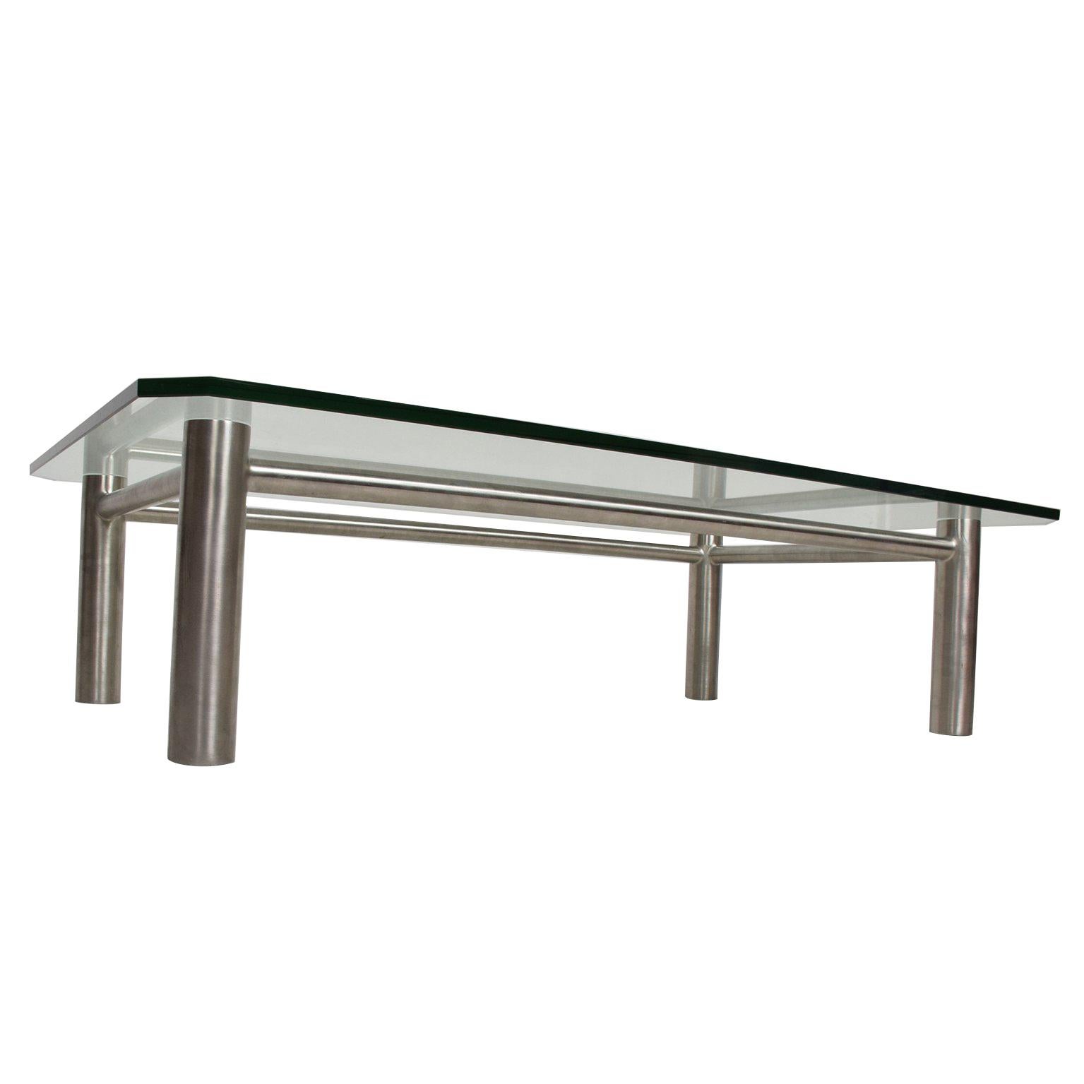 Modern Stainless Steel and Glass Coffee Table by Benchmark at 1stDibs