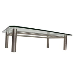 Modern Stainless Steel and Glass Coffee Table by Benchmark