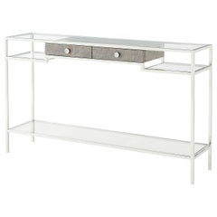 Modern Stainless Steel and Glass Console
