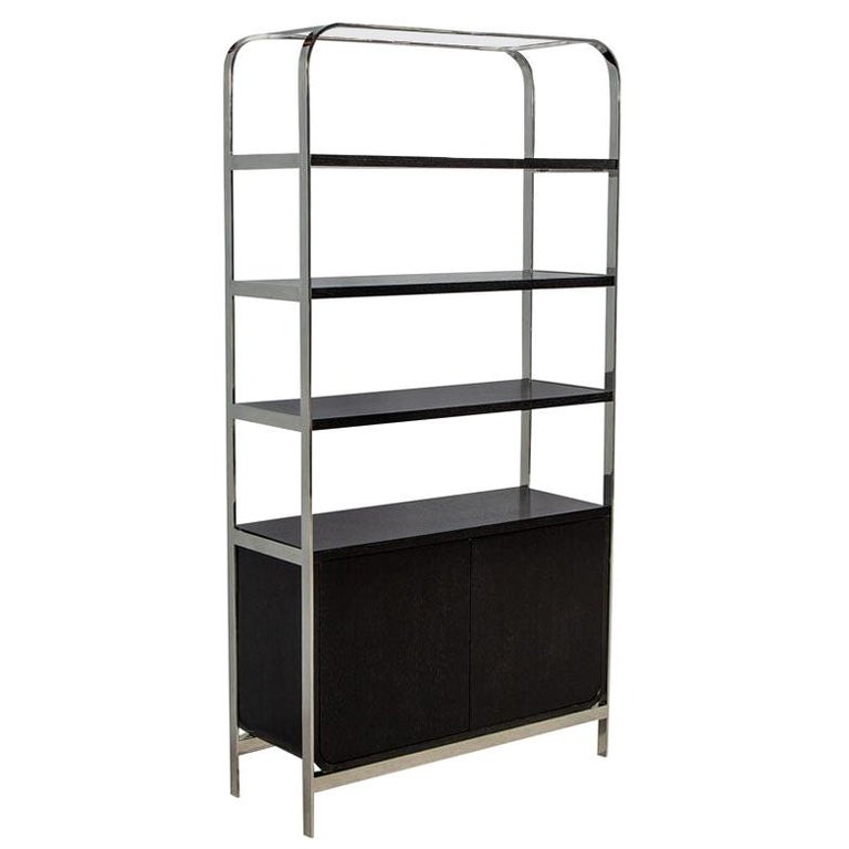 Modern Stainless Steel And Oak Bookcase Etagere For Sale At 1stdibs