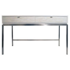 Modern Stainless Steel Base 2 Drawer Desk