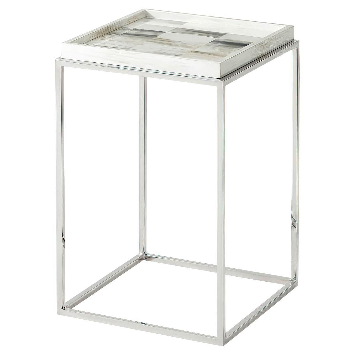 Modern Stainless Steel Base Side Table For Sale