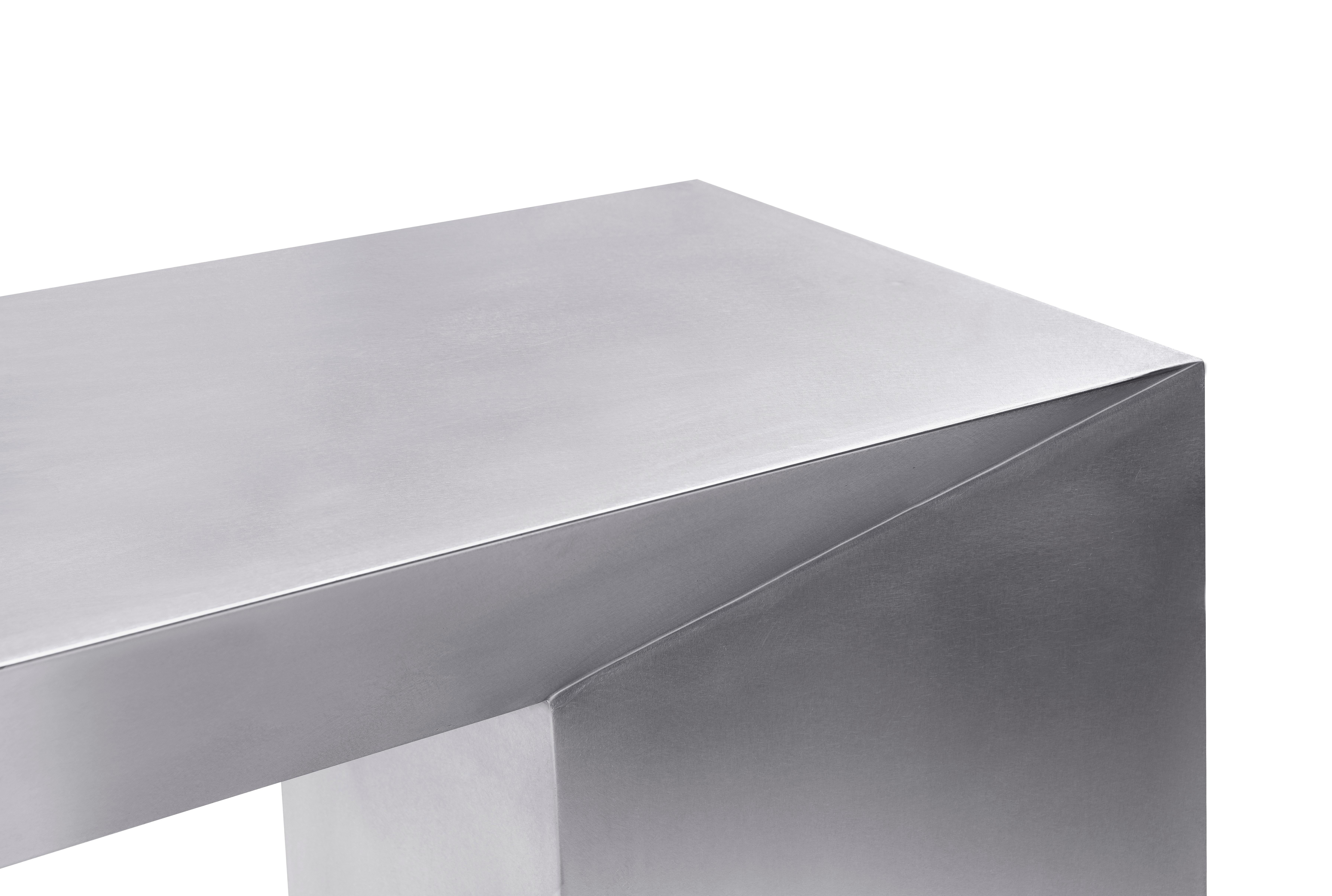 Chinese Modern stainless steel Console table designed by Greg Sheres.  Now in stock. For Sale