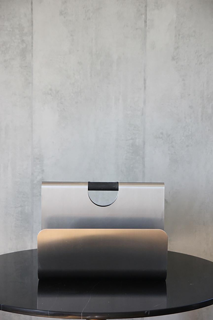 Minimalist Modern Stainless Steel Magazine Rack  For Sale