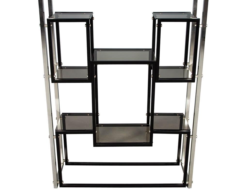 Modern Stainless Steel Smoked Glass Étagère 3