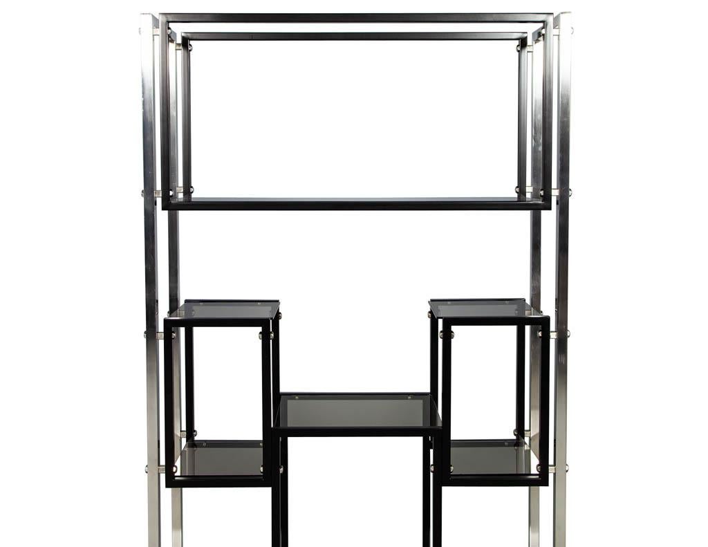 Modern Stainless Steel Smoked Glass Étagère 4