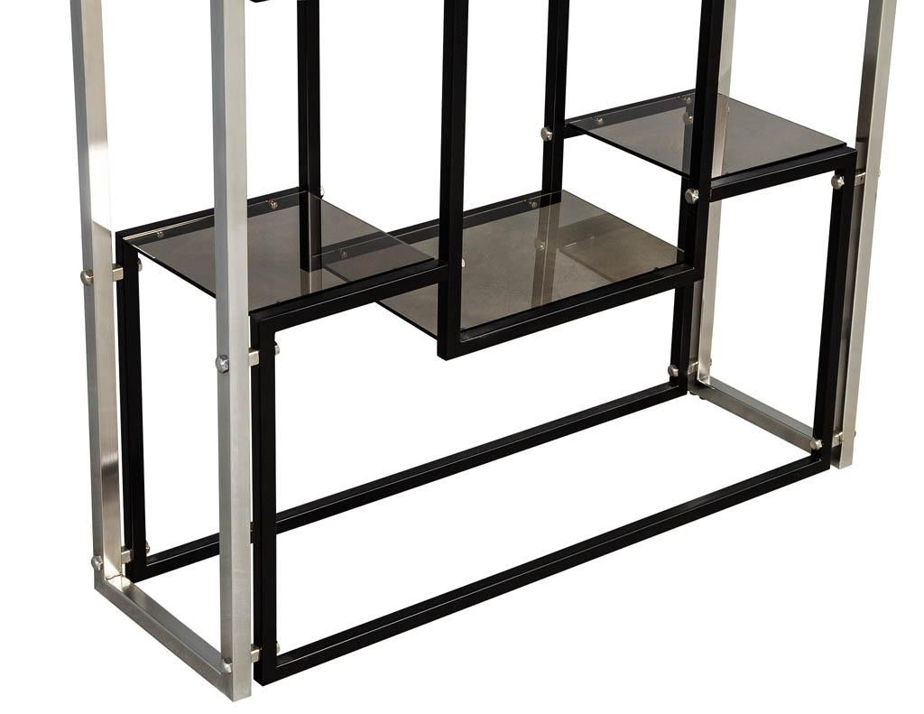 Modern Stainless Steel Smoked Glass Étagère In Good Condition In North York, ON