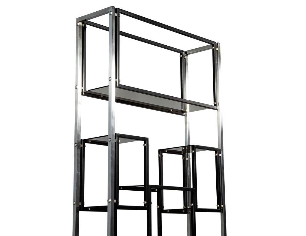 Modern Stainless Steel Smoked Glass Étagère 1