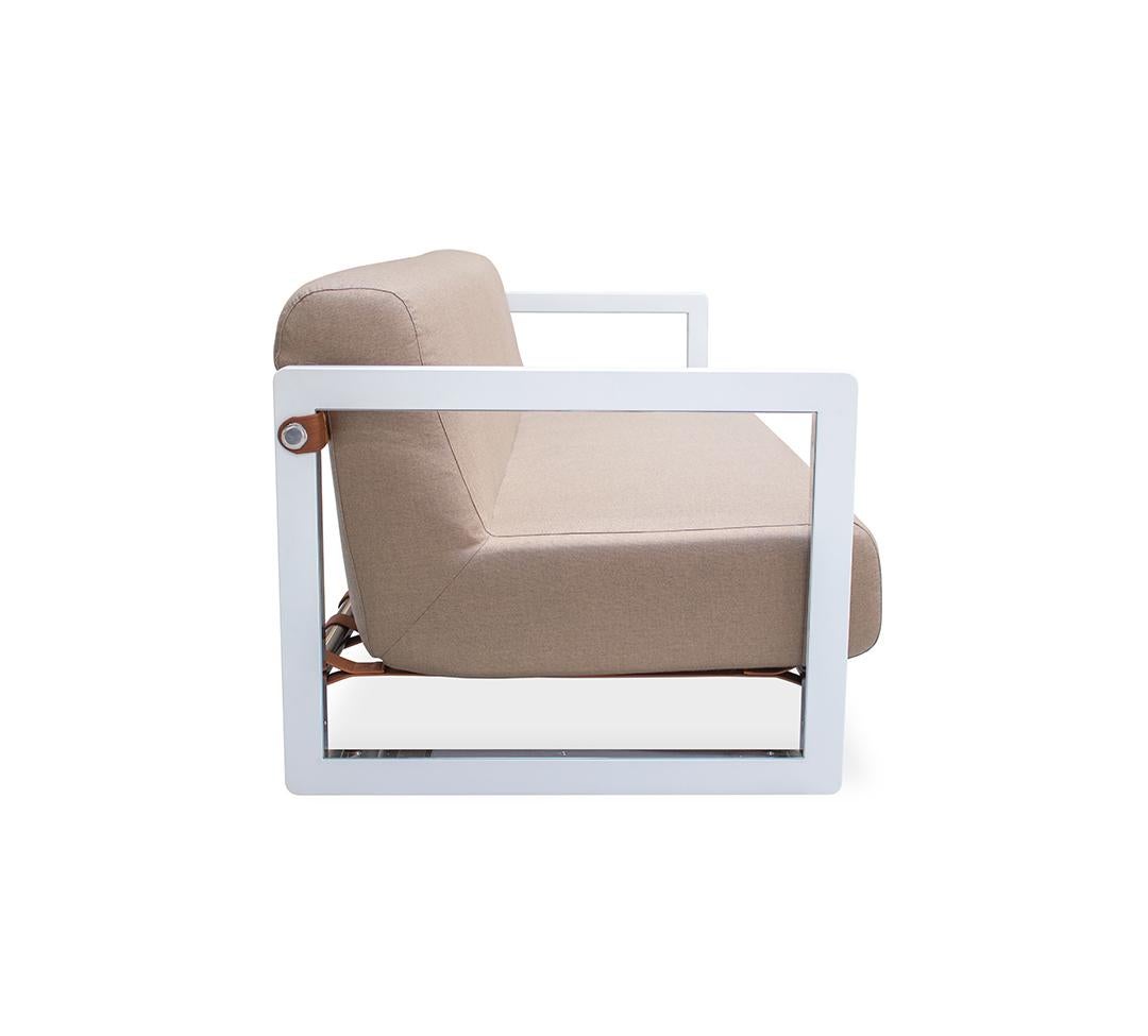 Contemporary Stainless Steel Waterproof Outdoor Sofa mit Lederbezug (Portugiesisch) im Angebot