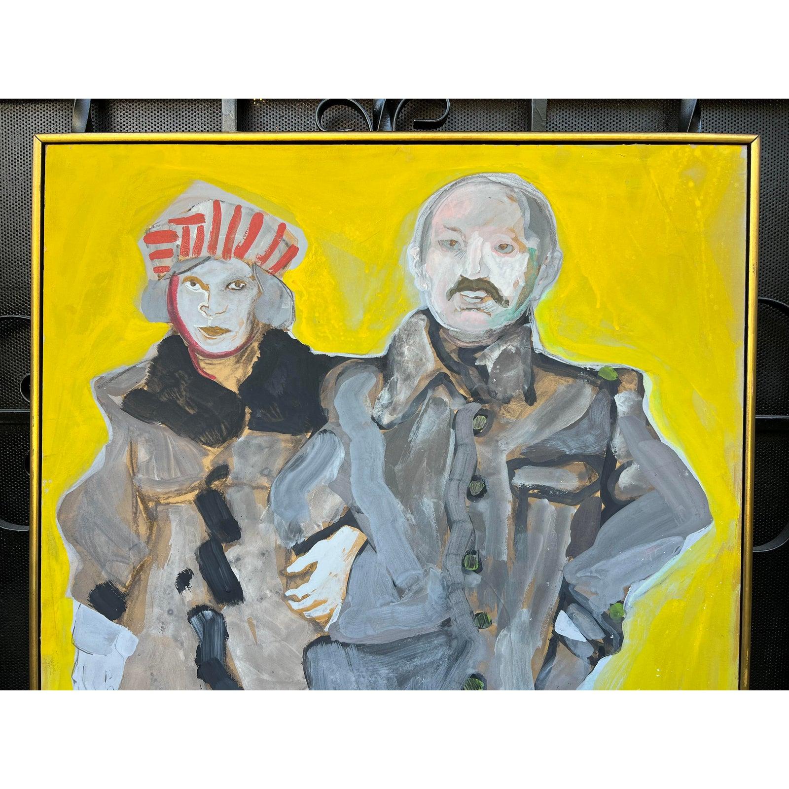 Modern “Standing Couple” Painting by Martin Lubner, 1970s In Good Condition In LOS ANGELES, CA