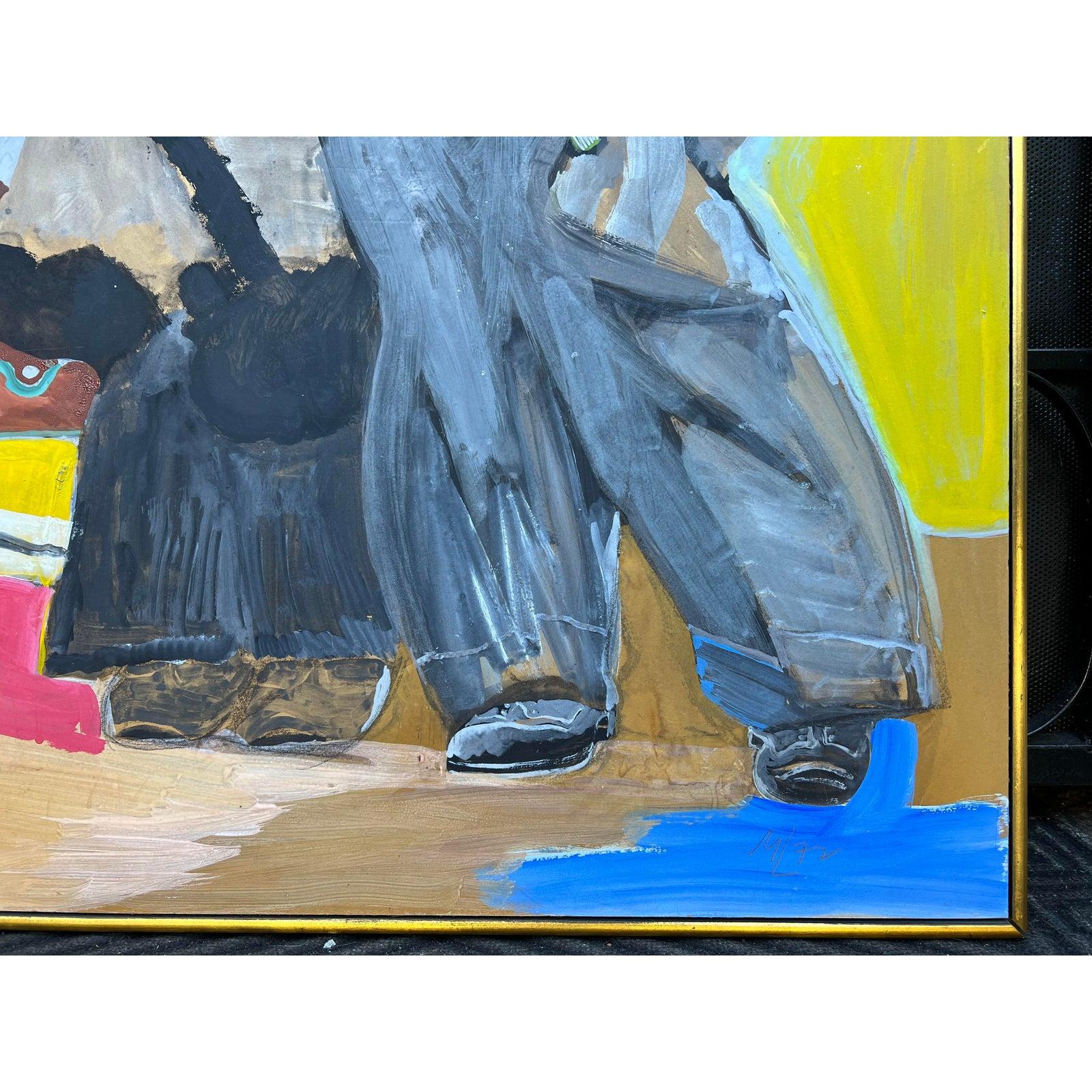 20th Century Modern “Standing Couple” Painting by Martin Lubner, 1970s