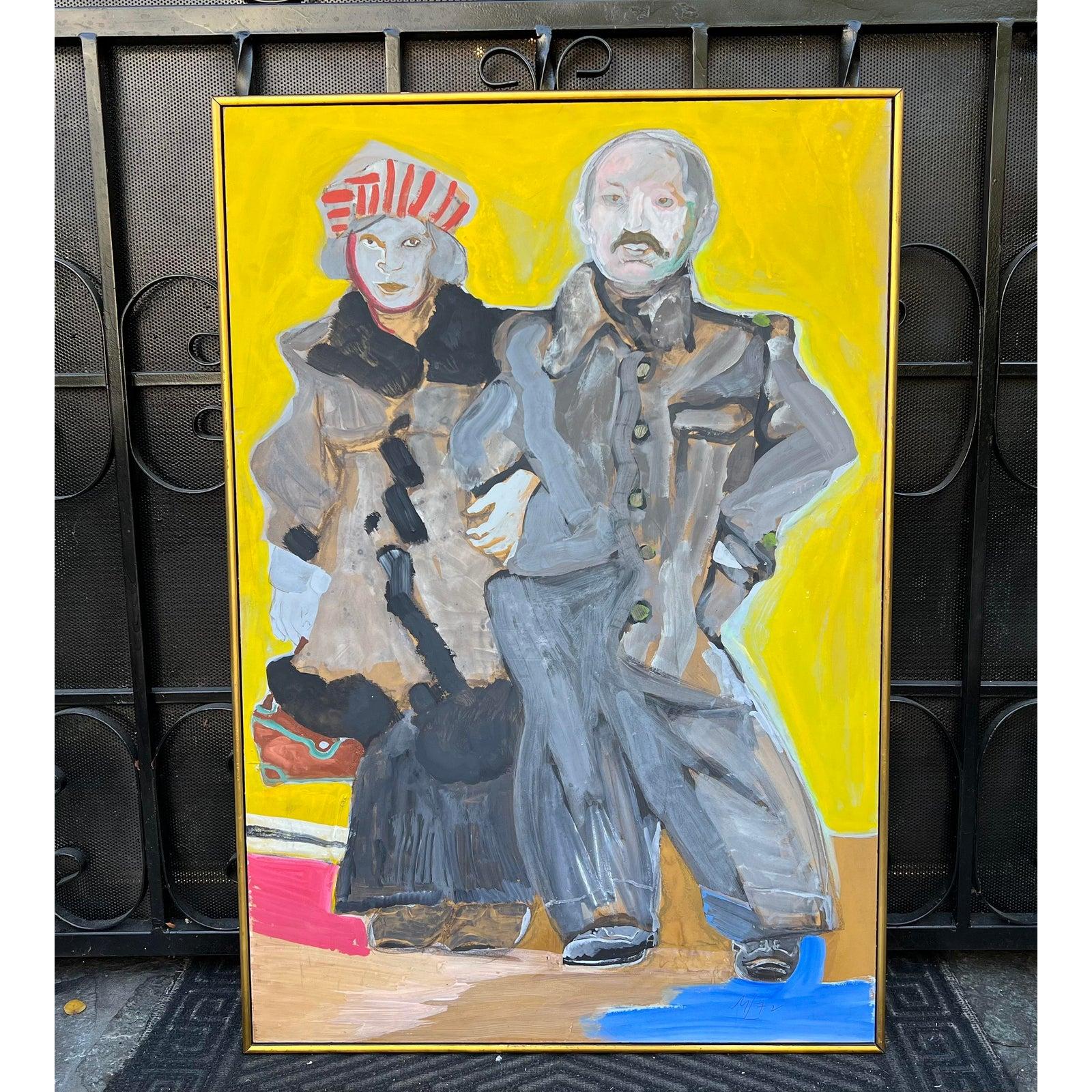 Modern “Standing Couple” Painting by Martin Lubner, 1970s 1