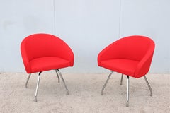 Modern Stanley Felderman for Haworth Collaborate Red Swivel Side Chairs, Pair